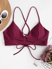 ZAFUL Haut de Bikini Rembourré Tressé à Lacets à Bretelle Xl Marron