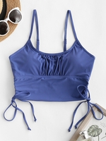 ZAFUL Haut de Bikini Sanglé Côtelé Au Poitrine S Bleu