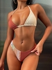 ZAFUL Haut de Bikini Smocké et Bas à Deux Couleurs Style Ethnique Taille unique Café