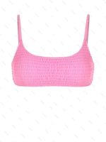 ZAFUL Haut de Bikini Style Débardeur Plissé Style Bohémien L Rose clair