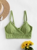 ZAFUL Haut de Bikini Superposé Côtelé M Vert serpent