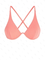 ZAFUL Haut de Bikini Texturé à Cordon à Armature Unique S Orange clair