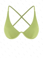 ZAFUL Haut de Bikini Texturé Croisé S Vert clair