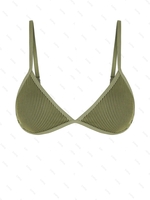 ZAFUL Haut de Bikini Texturé Côtelé Rayé L Vert clair
