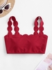 ZAFUL Haut de Bikini Texturé Festonné L Rouge lave