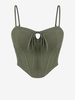 ZAFUL Haut de Caraco Côtelé à Col Noué Style Corset Bustier M Vert clair