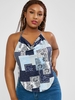 ZAFUL Haut de Grande Taille en Tricot à Col Halter à Imprimé Cachemire