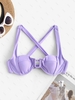 ZAFUL Haut de Maillot de Bain Balconnet Noué Croisé Au Dos à Armature U S Violet clair