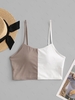 ZAFUL Haut de Maillot de Bain Côtelé en Blocs de Couleurs L Blanc