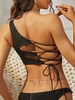 ZAFUL Haut de Maillot de Bain Côtelé Une Epaule à Lacets S Noir