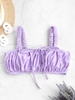 ZAFUL Haut de Maillot de Bain Elastique Plissé à Bretelle à Cordon S Violet clair