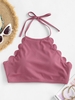 ZAFUL Haut de Maillot de Bain Festonné Côtelé à Col Halter M Rose clair