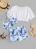 ZAFUL Haut de Tankini à Imprimé Vague de Mer en Maille de Grande Taille avec Haut Xxxl Bleu clair