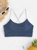 ZAFUL Haut de Tankini Court Côtelé Croisé S Bleu profond