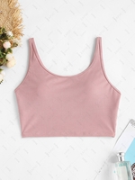 ZAFUL Haut de Tankini Court Côtelé M Rose clair