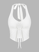 ZAFUL Haut Fendu à Col Halter à Cordon S Blanc