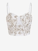 ZAFUL Haut Fleur Brodée Zippé en Fil Métallique Xl Blanc