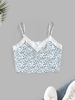 ZAFUL Haut Fleuri Panneau en Dentelle à Bretelle M Blanc