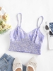 ZAFUL Haut Fleuri Plissé à Bretelle à Volants S Violet clair