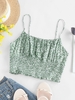 ZAFUL Haut Fleuri Plissé à Volants à Bretelle Xl Vert clair