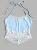 ZAFUL Haut Irrégulier Panneau en Dentelle à Col Halter S Bleu clair