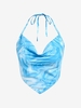 ZAFUL Haut Liquide Marbré Superposé en Avant L Bleu clair