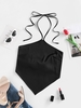 ZAFUL Haut Noué Au Dos en Satin à Col Halter M Noir