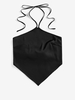ZAFUL Haut Noué Au Dos en Satin à Col Halter S Noir