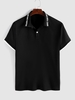 ZAFUL Haut Polo Lettre à Manchette Contrastée avec Bouton S Noir