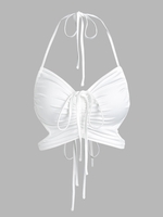 ZAFUL Haut Sanglé en Forme de Papillon à Col Halter L Blanc