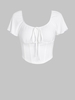 ZAFUL Haut Style Corset Plissé Côtelé à Col Noué M Blanc