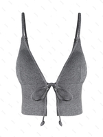 ZAFUL Haut Tankini Court Côtelé Noué à Bretelle L Gris