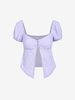 ZAFUL Haut Texturé à Manches Bouffantes à Ourlet Fendu S Violet clair