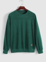 ZAFUL Haut Texturé en Couleur Unie Patch en Torchon L Vert profond