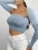 ZAFUL Haut Tube Court en Couleur Unie avec Haut Tube S Bleu clair