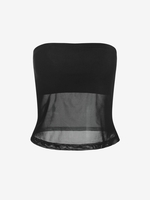 ZAFUL Haut Tube Panneau en Maille en Couleur Unie L Noir