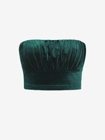 ZAFUL Haut Tube Plissé en Velours M Vert profond