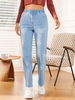 ZAFUL Jean Droit Papillon Brodé à Coupe Moyenne L Bleu