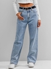 ZAFUL Jean Jambe Large à Taille Haute S Bleu clair