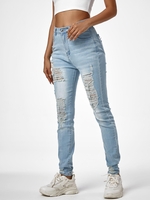 ZAFUL Jean Moulant Déchiré Au Lavage Léger M Bleu clair