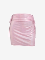 ZAFUL Jupe Découpée Nouée Métallique Ovale L Rose léger