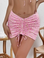 ZAFUL Jupe de Plage Moulante Sanglée à Imprimé Fleurie S Rose clair