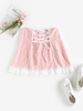 ZAFUL Jupe en Dentelle Insérée en Vichy à Lacets M Rose clair