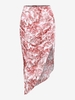 ZAFUL Jupe Fendue Asymétrique à Imprimé Feuille à Volants S Rouge