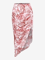 ZAFUL Jupe Fendue Asymétrique à Imprimé Feuille à Volants S Rouge