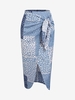 ZAFUL Jupe Mi-Longue à Imprimé Léopard Echarpe M Bleu