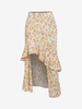 ZAFUL Jupe Mi-Longue Asymétrique à Volants L Jaune