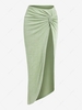 ZAFUL Jupe Mi-Longue Asymétrique Sexy Nouée à Fente Haute L Vert clair