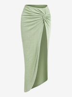 ZAFUL Jupe Mi-Longue Asymétrique Sexy Nouée à Fente Haute M Vert clair