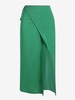 ZAFUL Jupe Mi-Longue Enveloppée à Taille Nouée en Couleur Unie S Vert